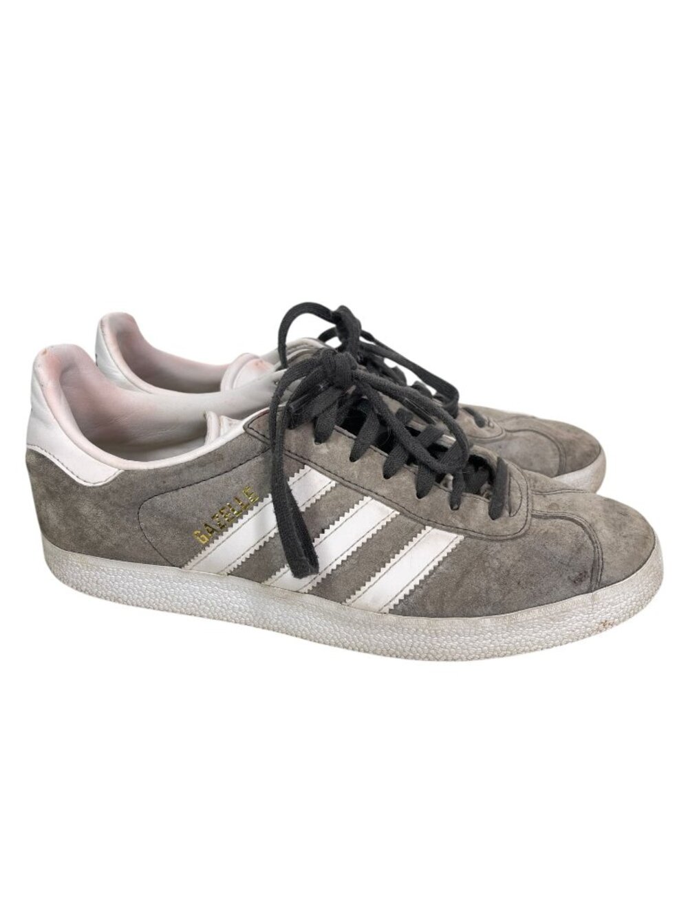 Men's Adidas Gazelle Gray Suede Classic Sneakers With White Stripes Size 7.5